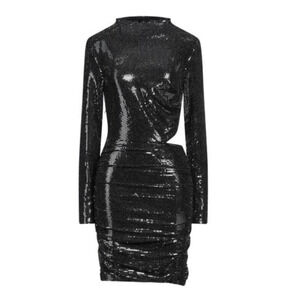 MAJE Rilexisette Bodycon Mini Dress Black Cut Out Glitter Party Cocktail, 36/S